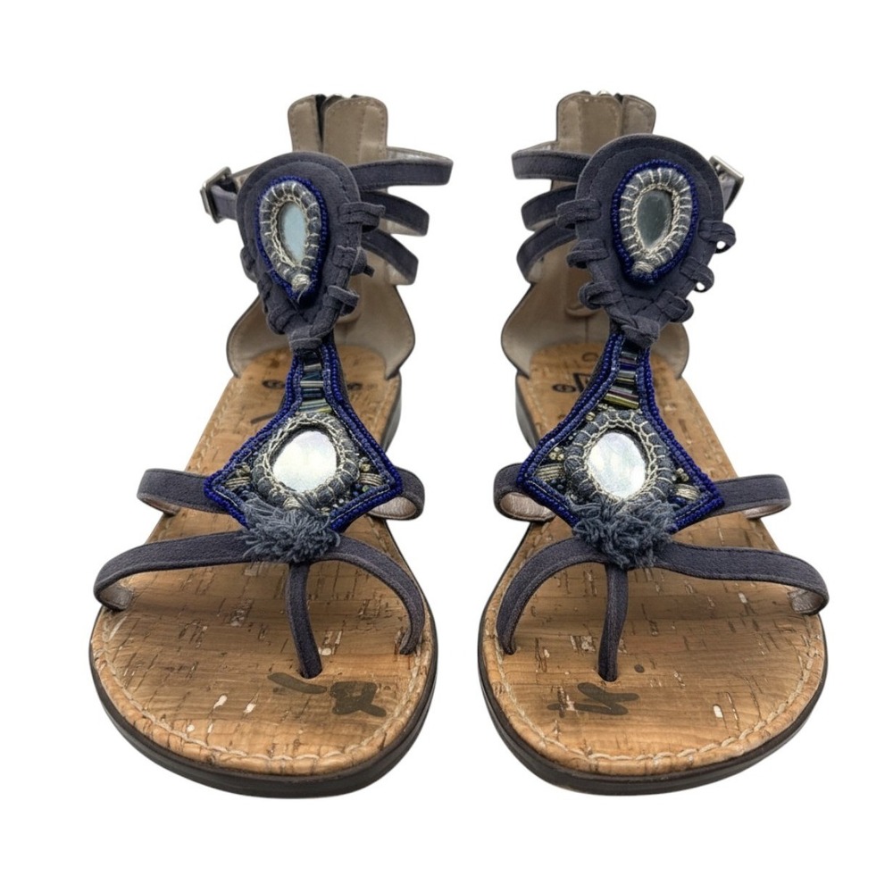 Sam Edelman Genesee Beaded Gladiator Sandals Women's Size 7.5 Blue Boho Festival